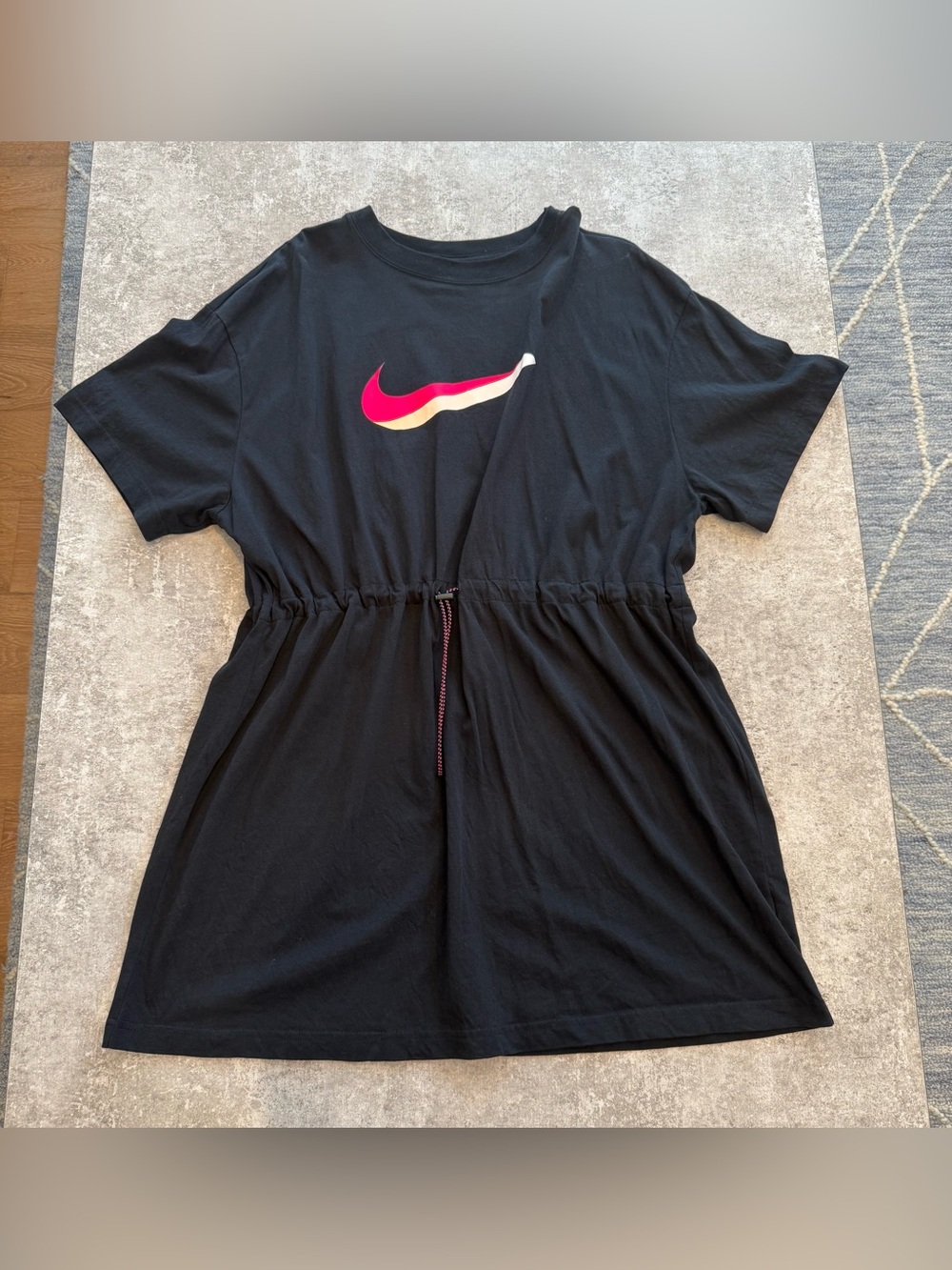 Nike Black Tee Dress with Pink and Cream Swoosh